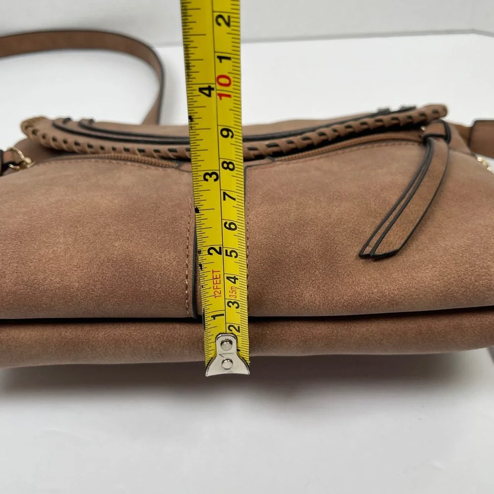 Maurices Crossbody Bag Womens Brown Boho Whipstitch Tassel Faux Suede Purse